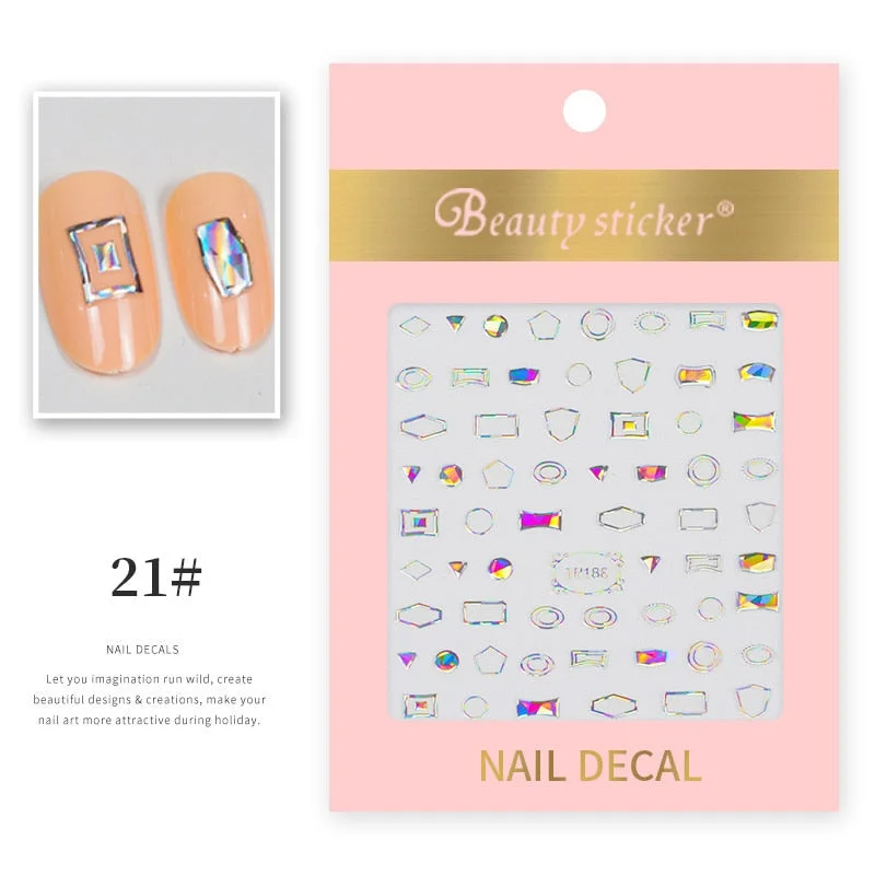 1 Sheet New Roman English Alphabet Number 3D Nail Stickers Christmas Animals iridescent Gold Silver Word Small Letters Nail
