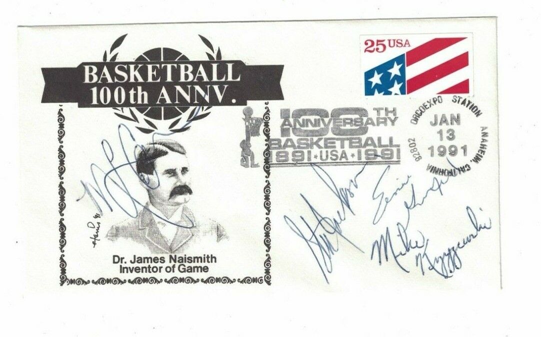 1991 Basketball Naismith 100 Years FDC Envelope Signed by 4 W/Our COA