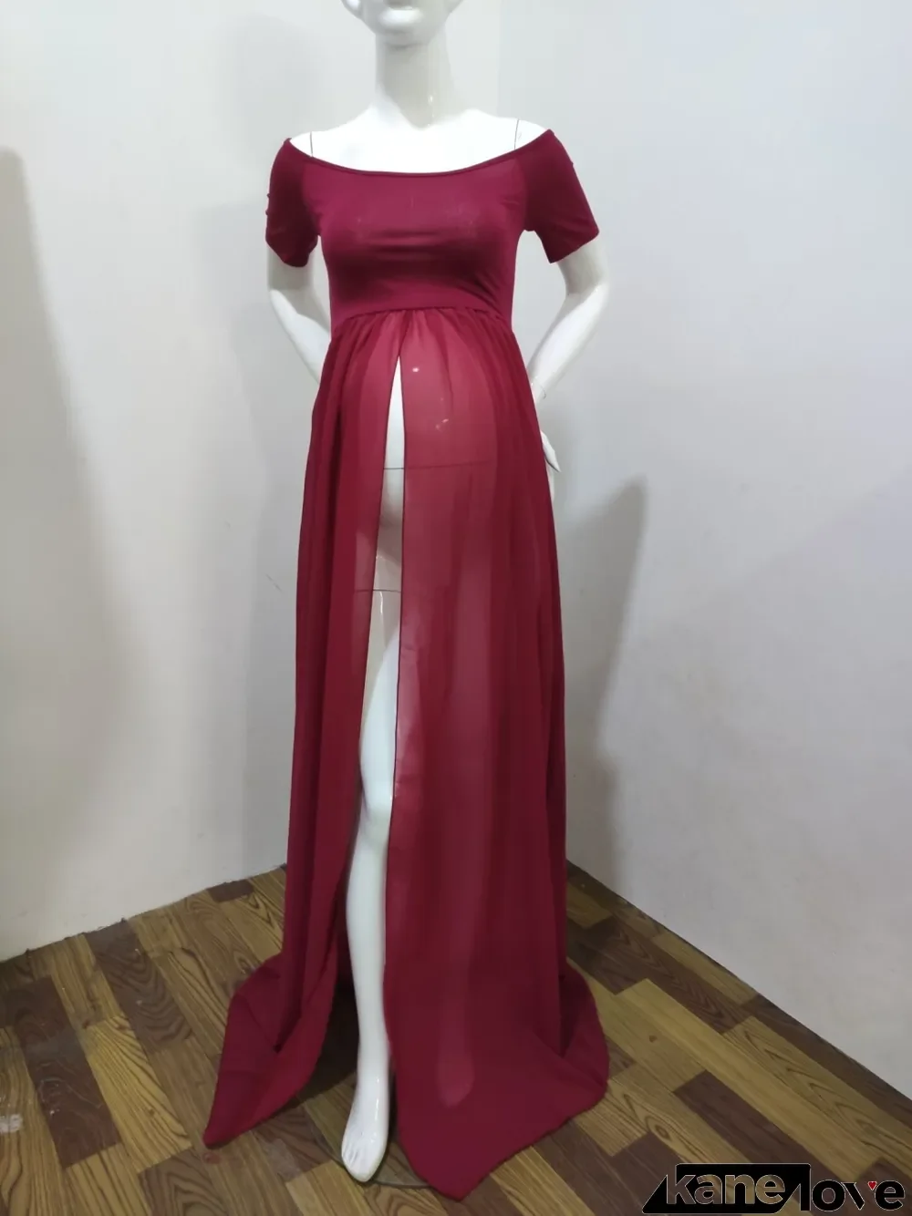Summer Maternity Red Off Shoulder Wedding Dress