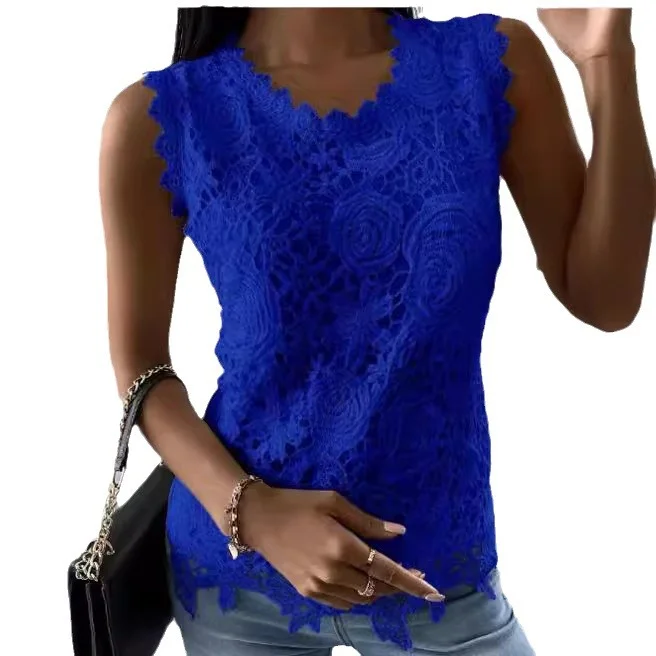 Uveng Uveng Explosion Women's 2024 Summer New T-Shirt Back Jacket Lace Shirt