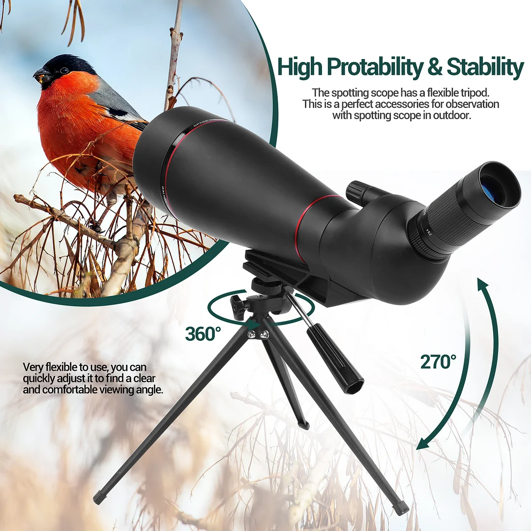 BEBANG Spotting Scope, 25-75x100 Spotting Scope with Tripod and Phone Adapter, Waterproof Spotting Scope for Bird Watching, Target Shooting, Hunting