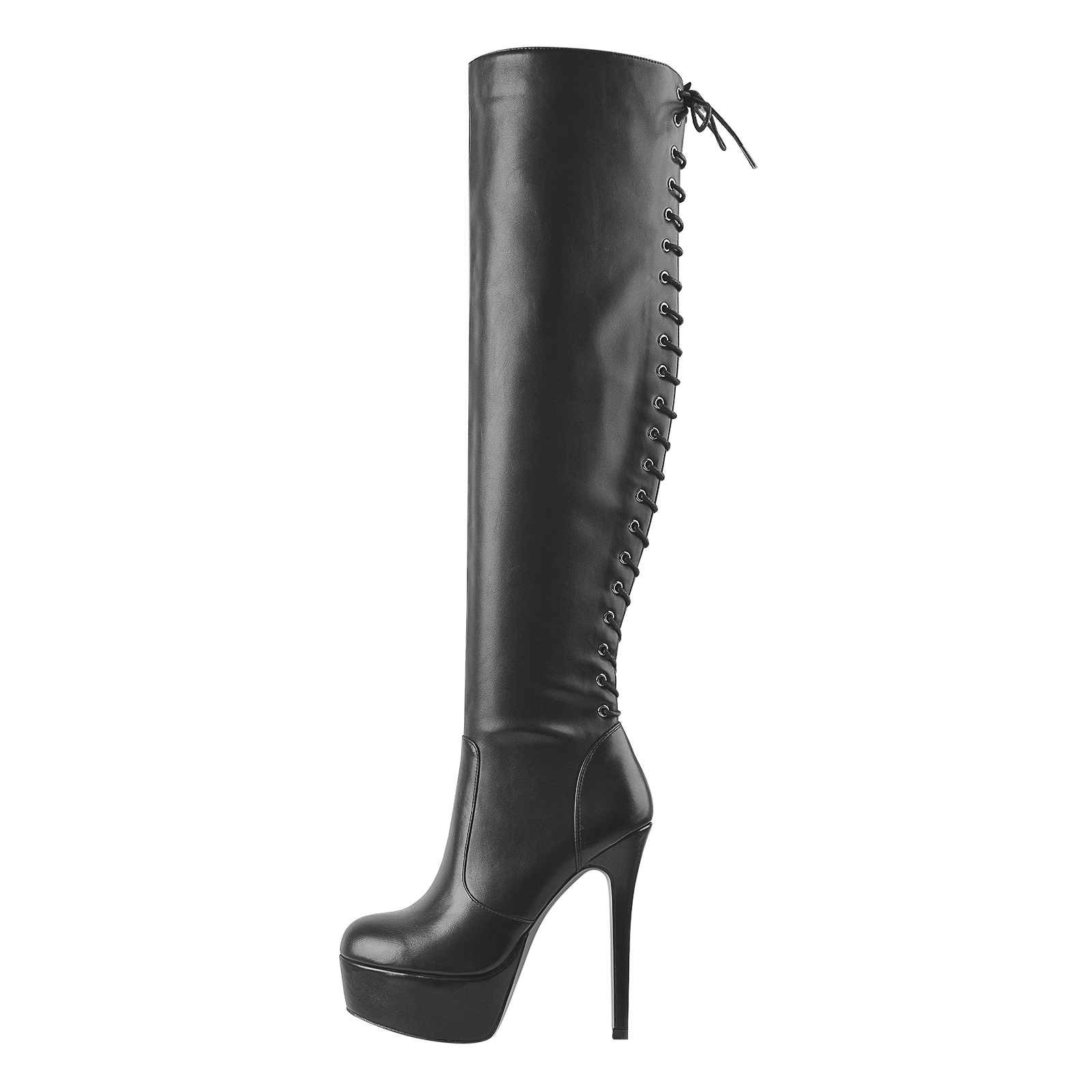 Over The Knee Lace Up Solid Boots