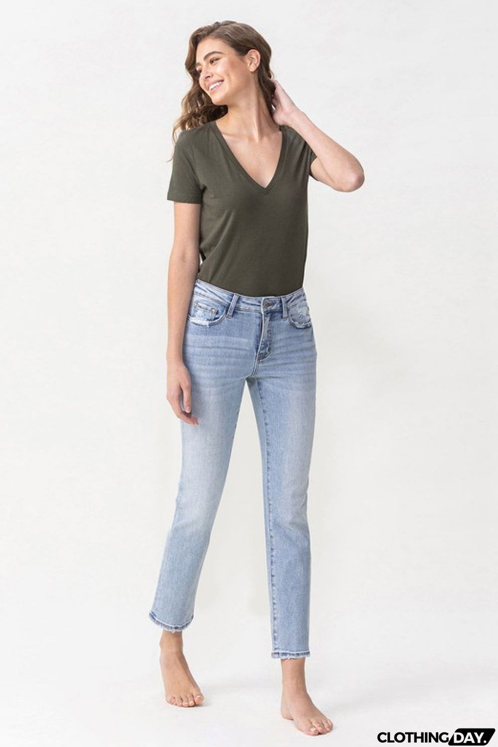 Lovervet Full Size Andrea Midrise Crop Straight Jeans