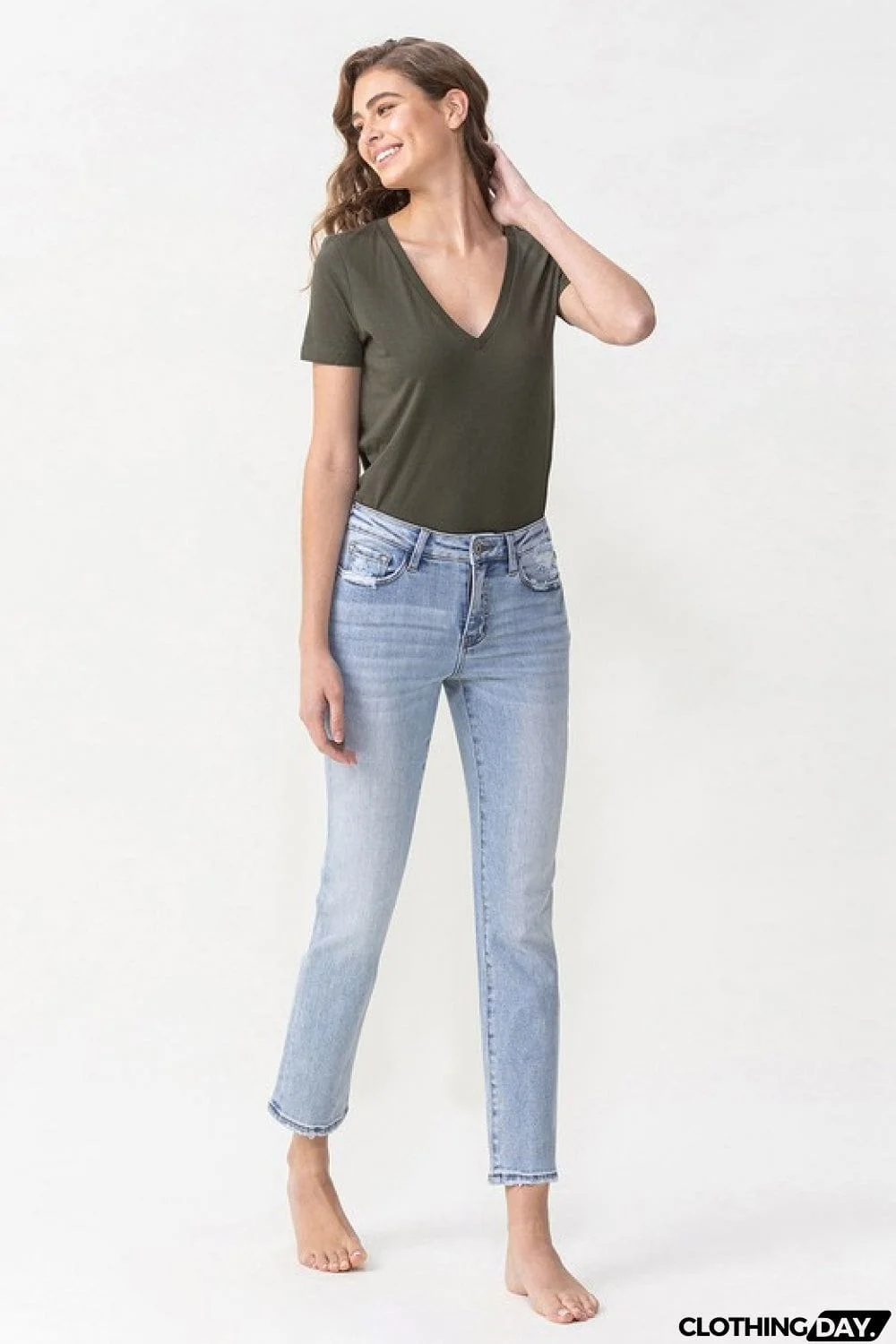 Lovervet Full Size Andrea Midrise Crop Straight Jeans