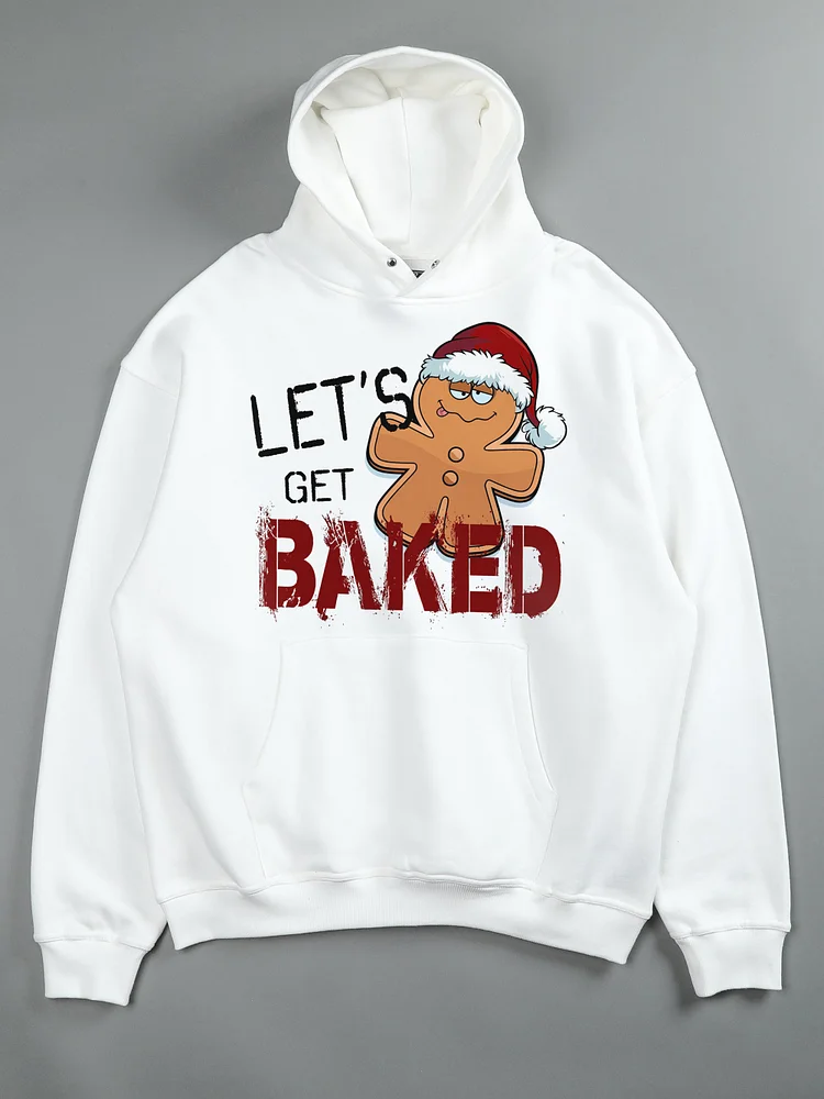 Men's Christmas Let's Get Baked Cookie Print Pullover Hoodie