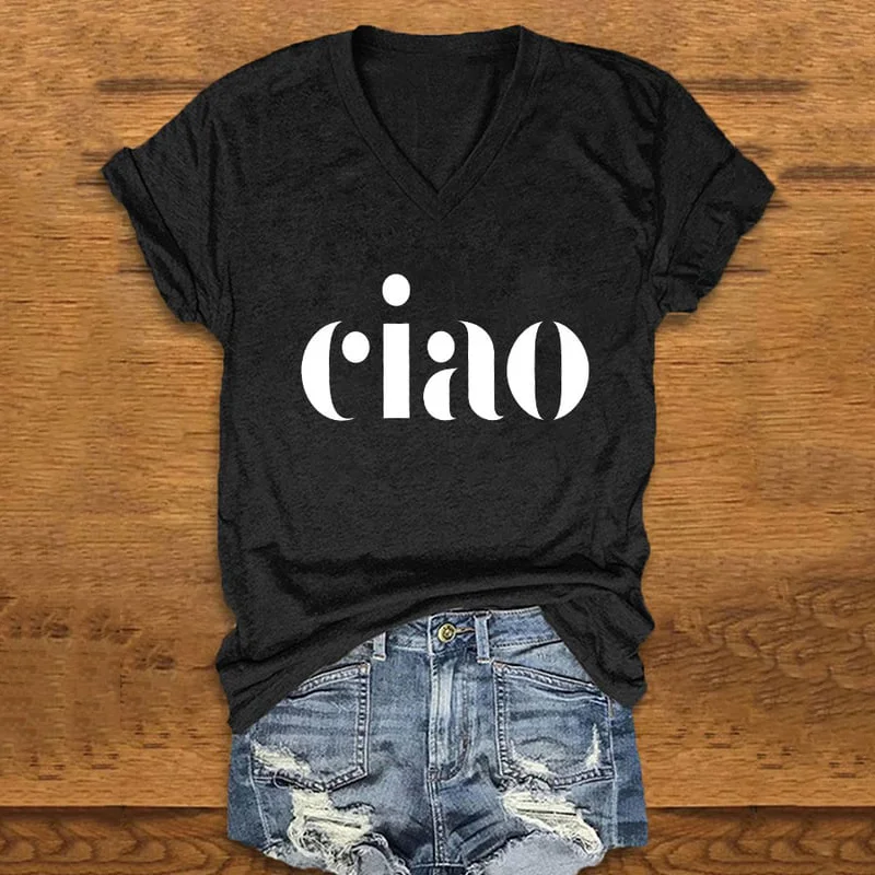 T-shirt stampata "ciao" da donna