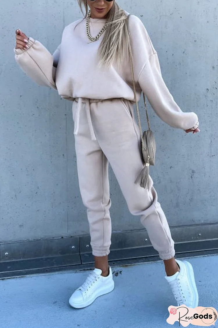 Solid Loose Hoodie Jogger Sets