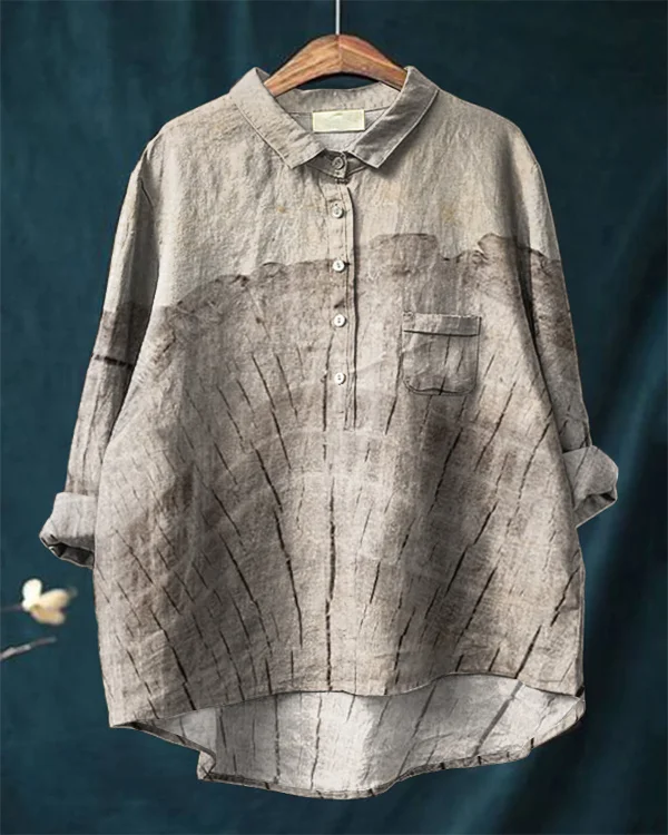 Vintage Oak Tree Art Cotton and Linen Shirt
