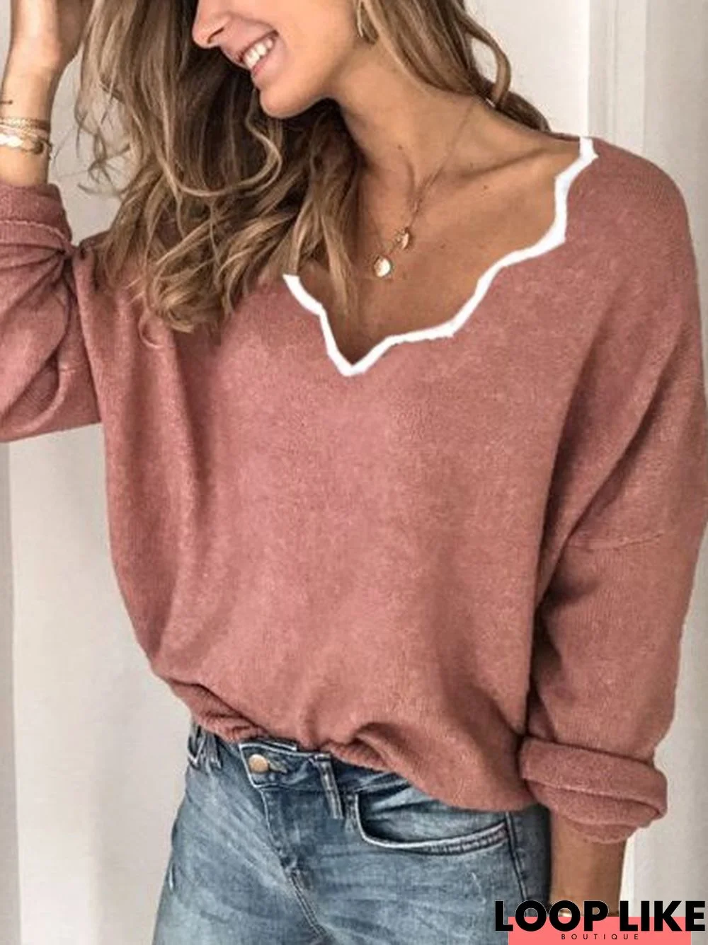 Women Casual Long Sleeve Cotton-Blend Sweater