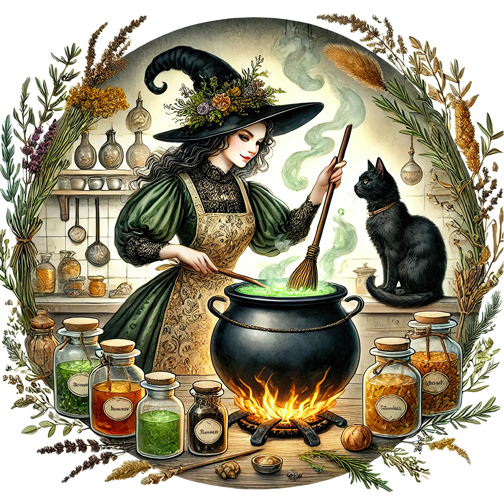 Magic Witch 40*40cm(canvas) full round drill diamond painting