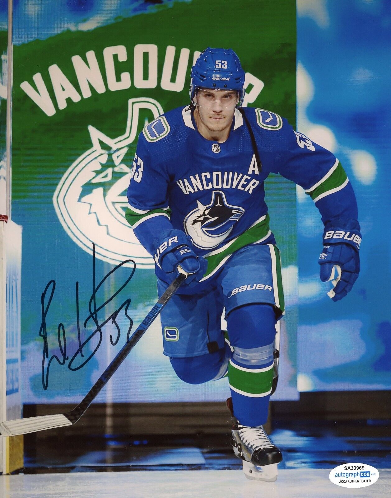 Vancouver Canucks Bo Horvat Signed Autographed 8x10 NHL Photo Poster painting ACOA #C17