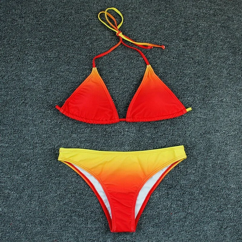 Sexy Swimwear Women Lace Up Bikini Set Swimsuit Beachwear Bathing Suit Biquini Two Piece