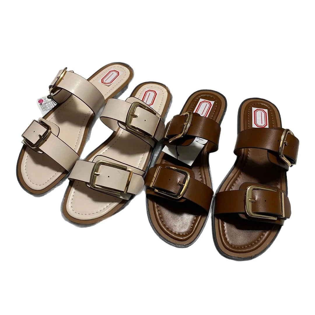 Breakj Breakj Home 2025 New Spanish Trend Women's Shoes Indoors And Outdoors Wearing Cold Slippers Word Beach Shoes Trend