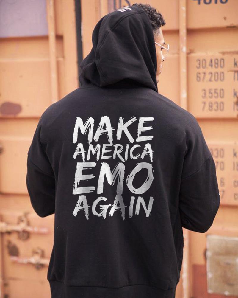 MAKE AMERICA EMO AGAIN print casual hoodie - Krazyskull