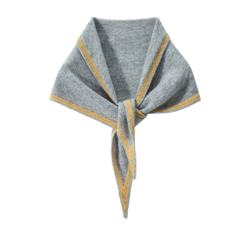 100% Cashmere Triangle Stripped Scarf Shawl  REAL SILK LIFE