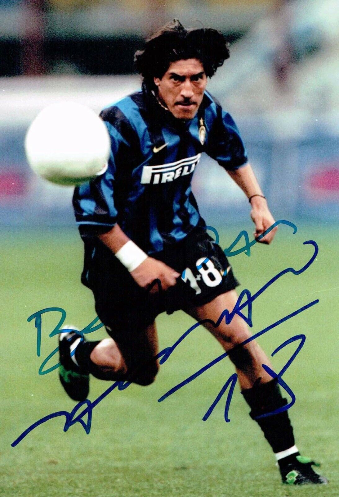 Ivan ZAMORANO Signed Autograph 12x8 Photo Poster painting 1 AFTAL COA Inter MILAN ITALY Bam Bam