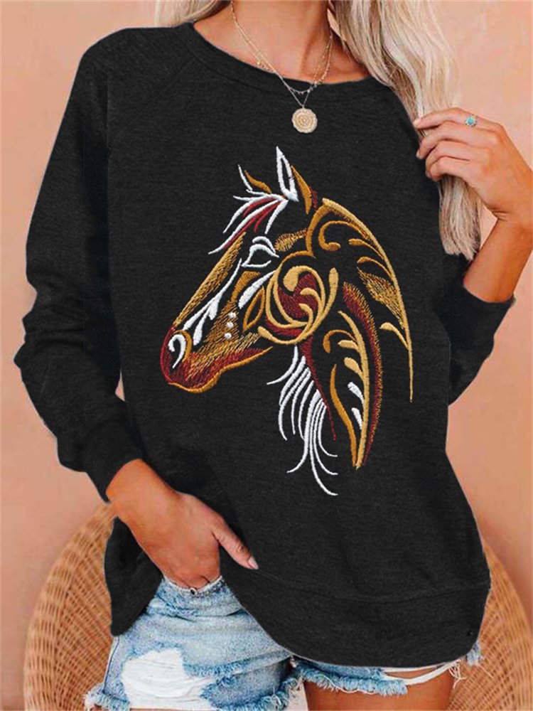Vefave Horse Lover Art Graphic Sweatshirt