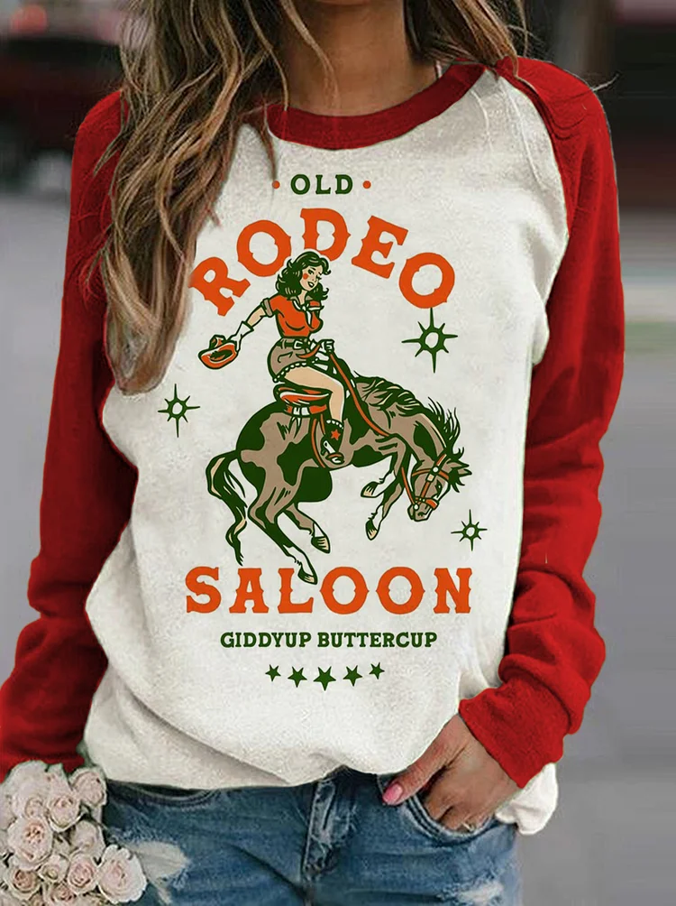 Women's Western SALOON Print Casual Sweatshirt