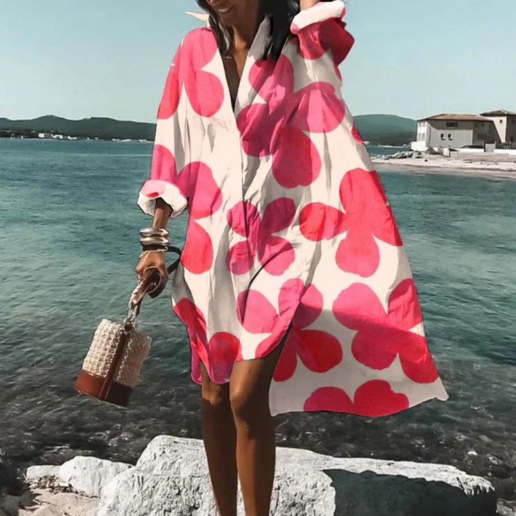 Casual Floral Print Midi Dress