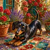 Diamond Painting -5D Full Round Drill Dachshund Puppy(40x40cm)
