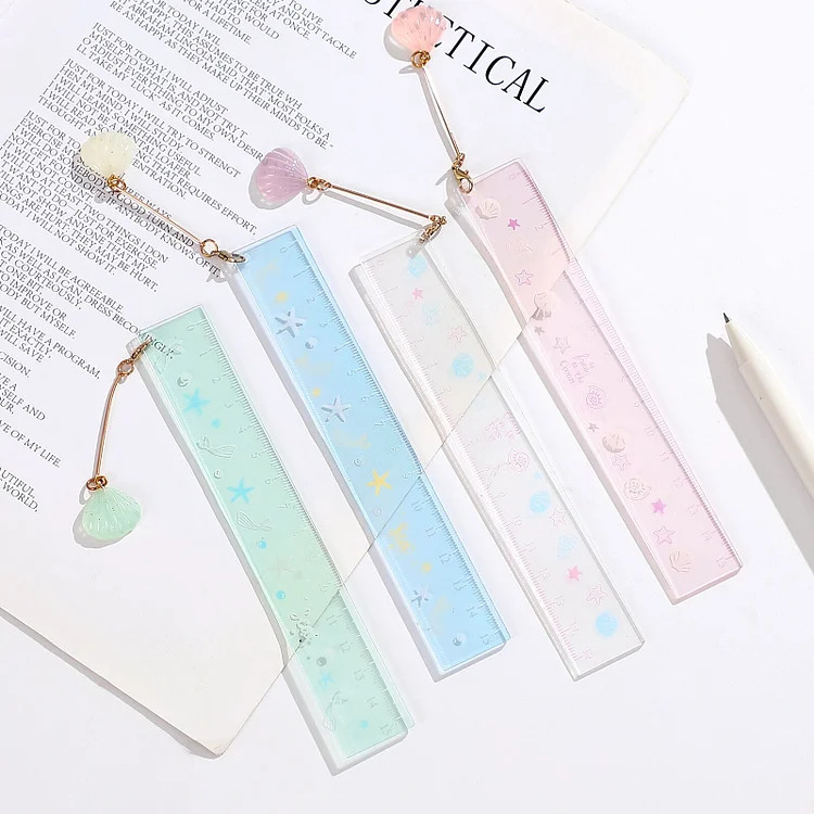JOURNALSAY 1 Pc 15cm Cute Pendant Transparent Acrylic Rulers Student Metric Yardstick Measuring Tools Kawaii