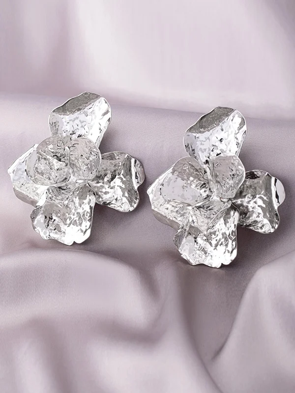 Flower Shape Shiny Earrings Accessories
