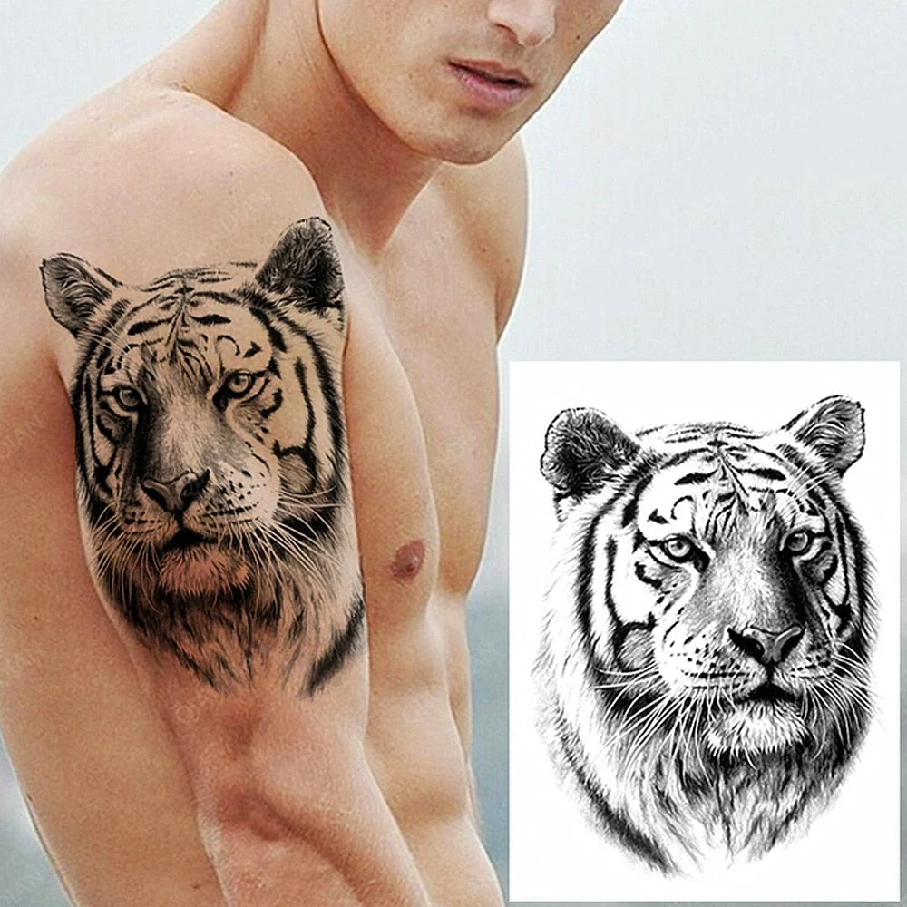 100Pcs Wholesales Waterproof Temporary Tattoo Sticker Tiger Lion Wolf Forest Man Big Sexy Flower Women Body Arm Art Fake Tattoos