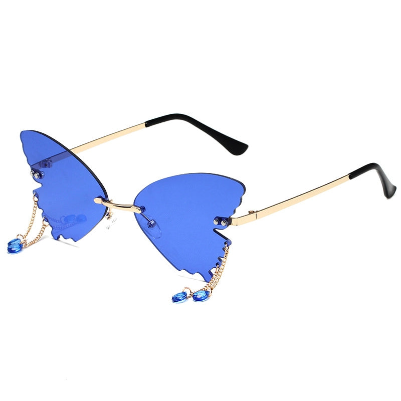 IG Style Hip-Hop Solid Color Pc Butterfly Frame Frameless Women’s Sunglasses