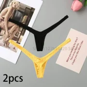 Curesgood 4PCS New Deep V Thong Women's Breathable  Line Sexy Hot Low Waist Mini Panties Bikini Bottom Thongs Female Panty Women Underwear
