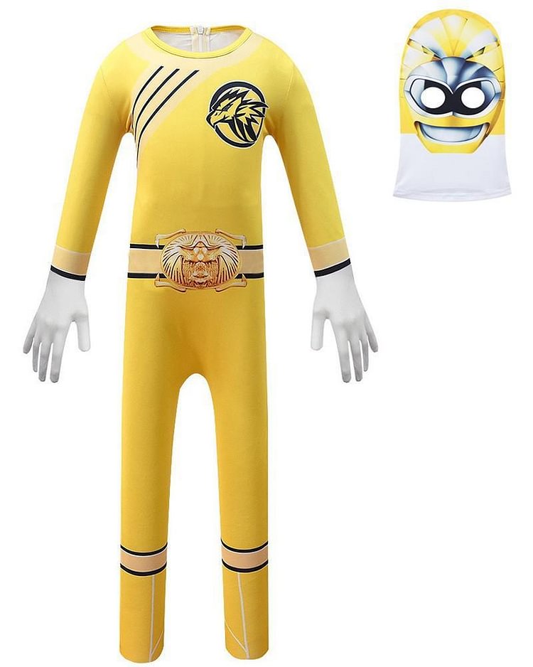 Mayoulove Boys Yellow Wild Force Ranger Taylor Cosplay Kids Halloween Costume-Mayoulove