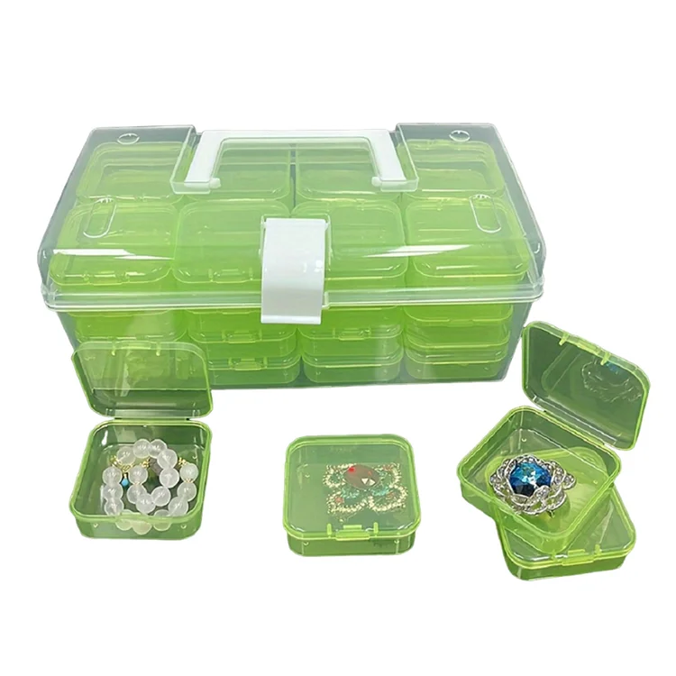 32 Grid Transparent Diamond Painting Beads Organizer for DIY Art Craft (Green)