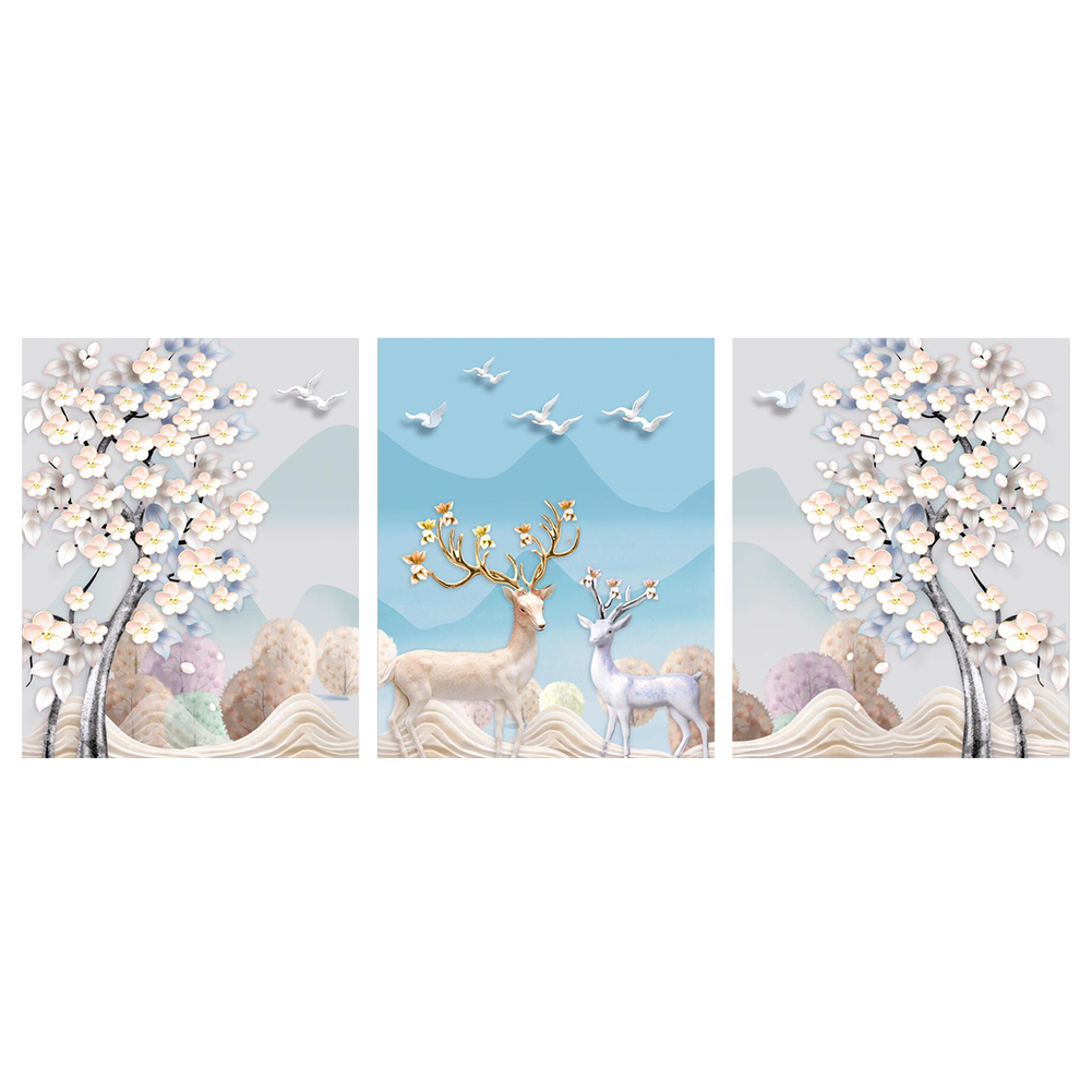 

3 Panel Flower - 11CT Stamped Cross Stitch - 120*55CM (Big Size), 501 Original
