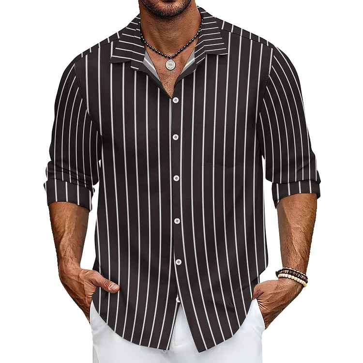 Men's Shirt Black Checkered Loose Casual Collar Trendy Jacket Shirt