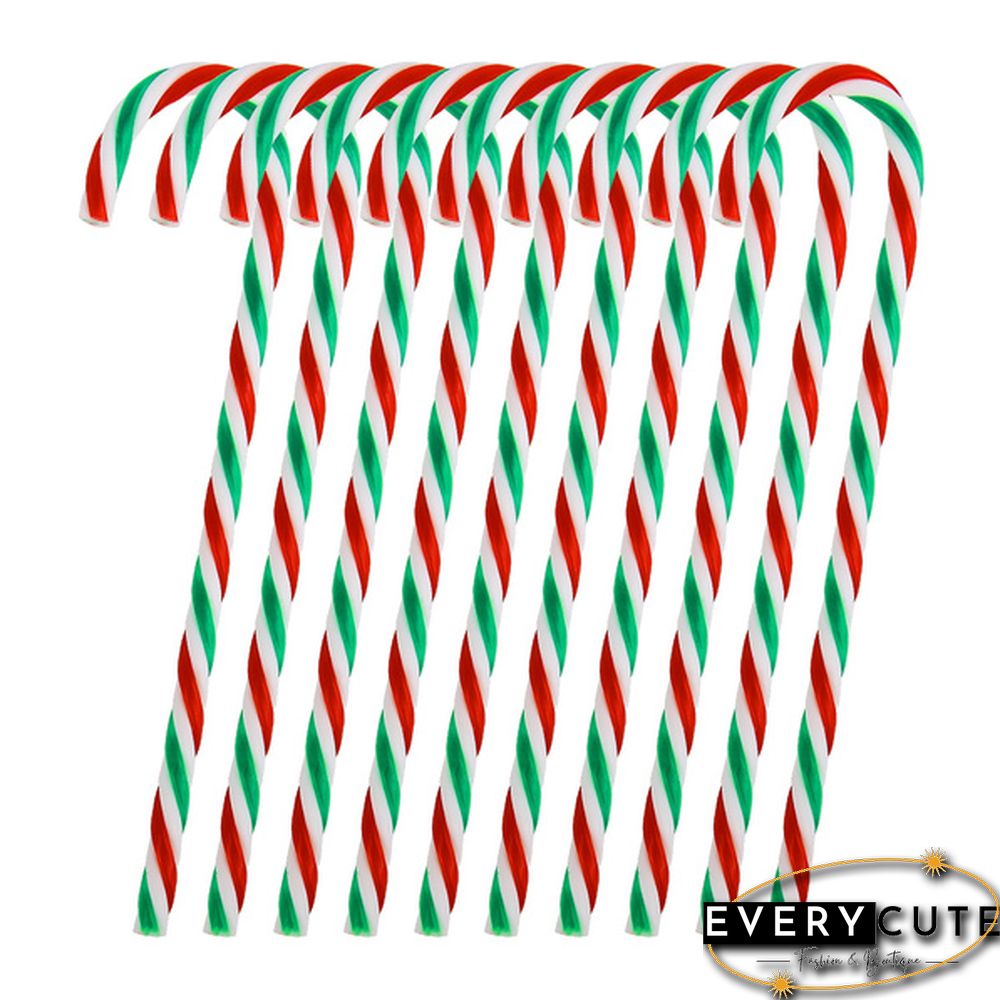 10Pcs Plastic Candy Cane ChristmasTree Decoration Christmas Tree Ornament Striped Candy Cane Sticks Pendant Holiday Ornaments