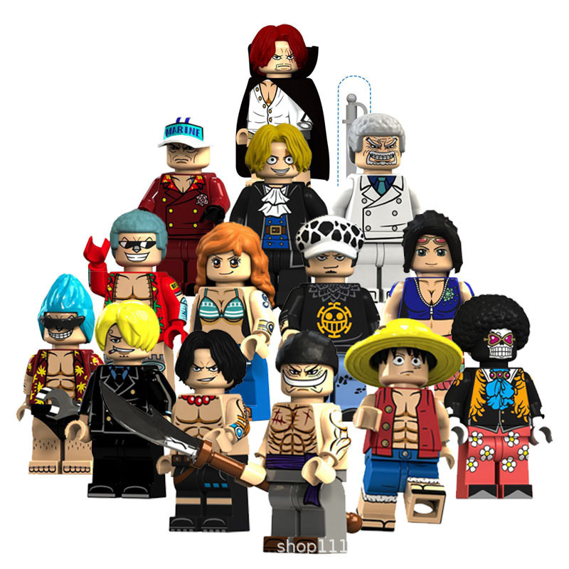 MOC Set One Piece 14 Styles & 15 Styles Pirate Minifigures Building Blocks Small Particle Assembly Toys