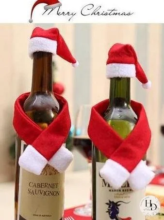 Creative non-woven scarf and hat Christmas bottle decoration