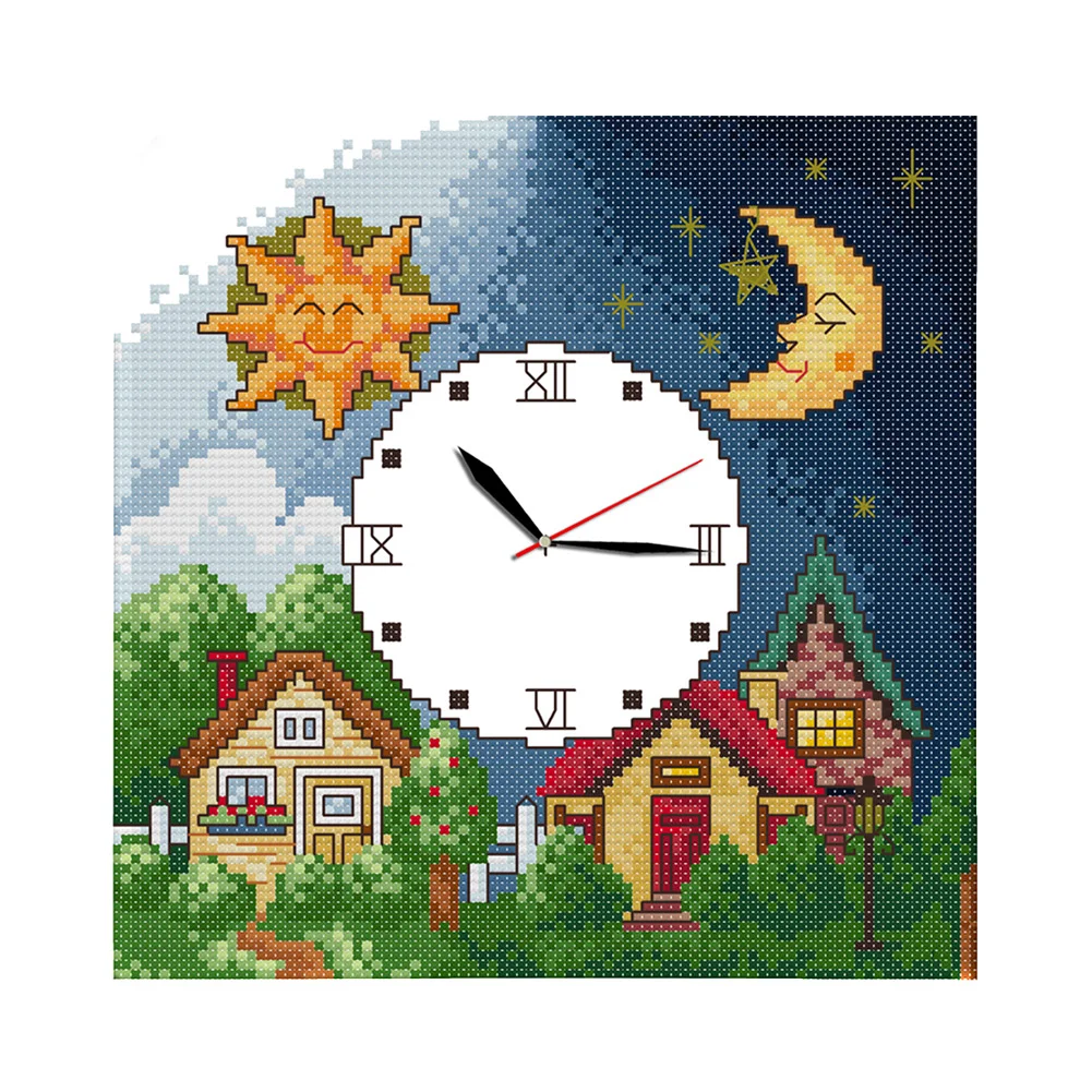 14CT Joy Sunday punto de cruz estampado día y noche (21 * 21cm)