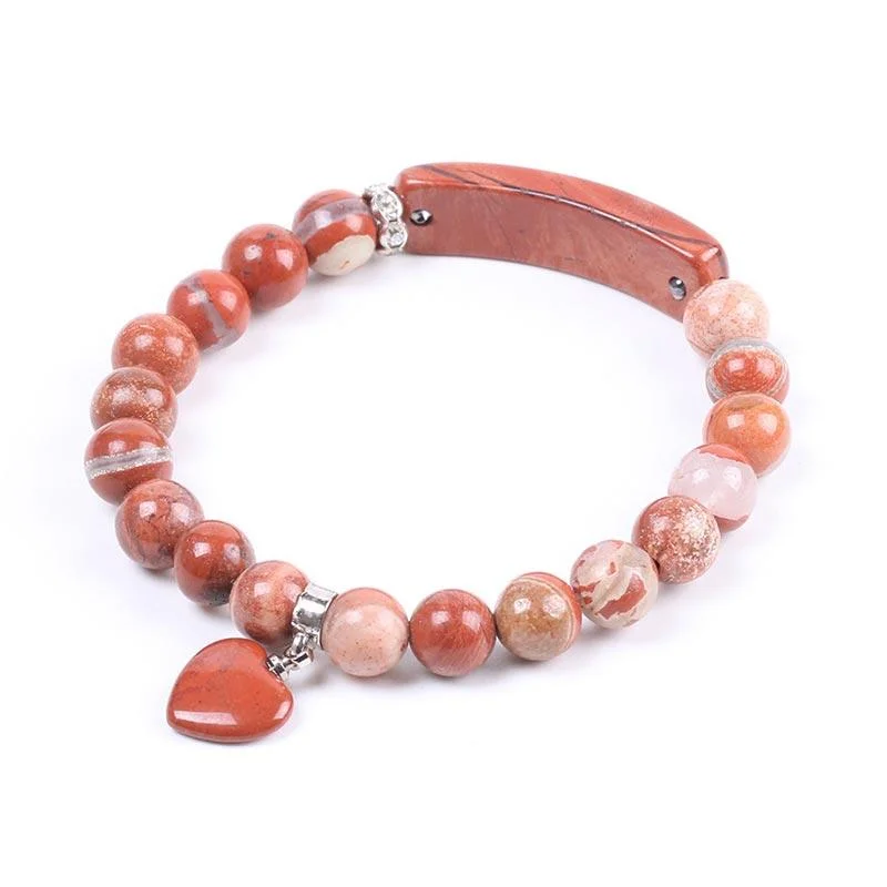 Natural Quartz Love Heart Healing Beads Bracelet
