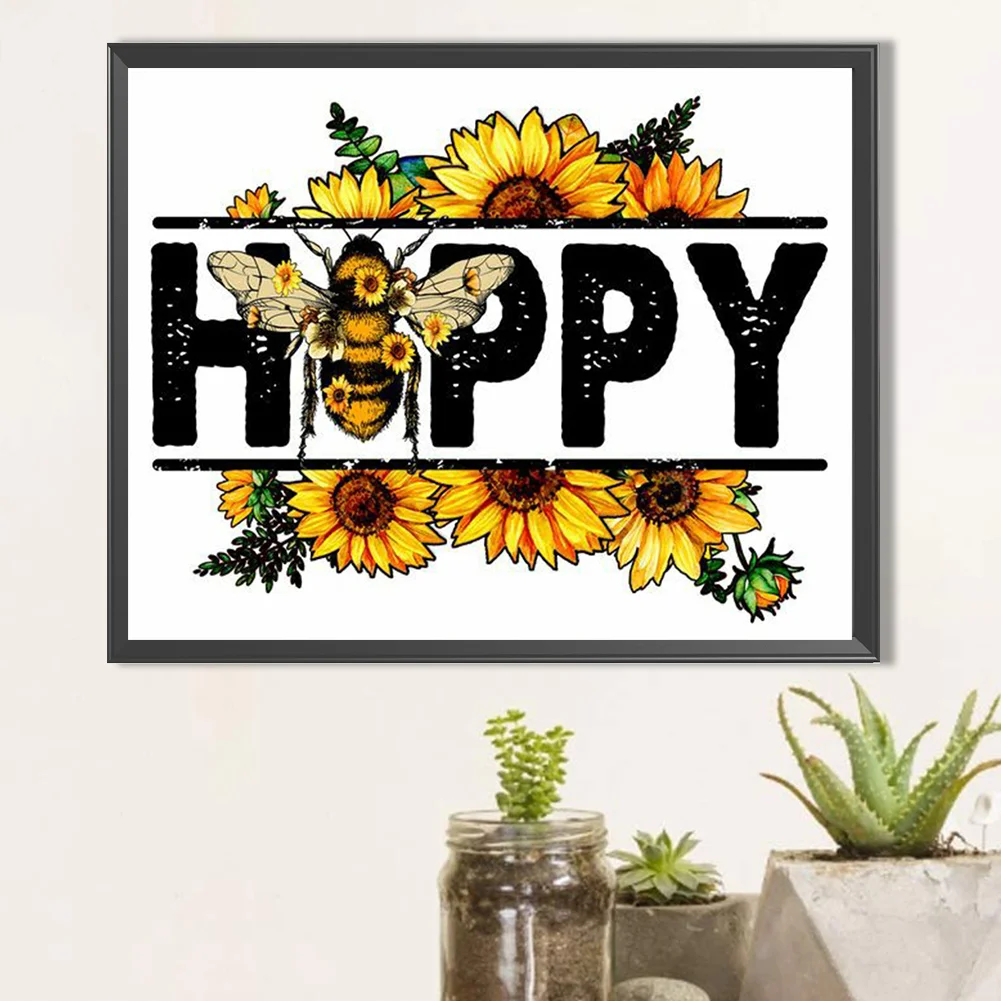 Full Round Diamond Painting 50*40cm - Bee Calligraphy And Painting