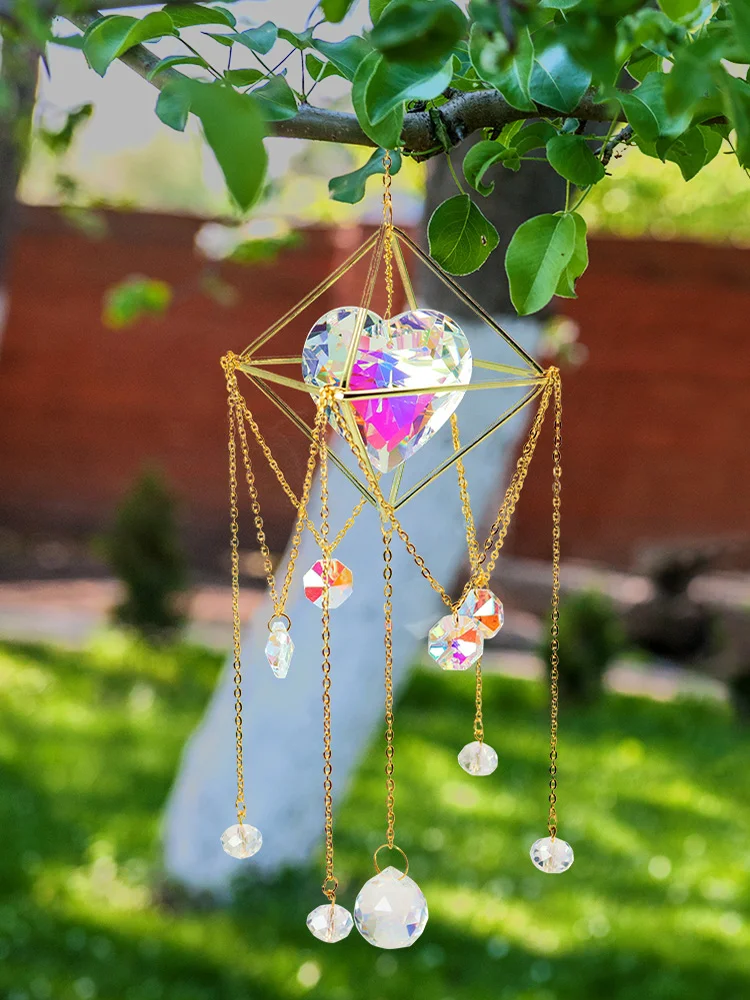 Crystal  Love Heart Hanging Metal Pendant Home Garden Car Decor