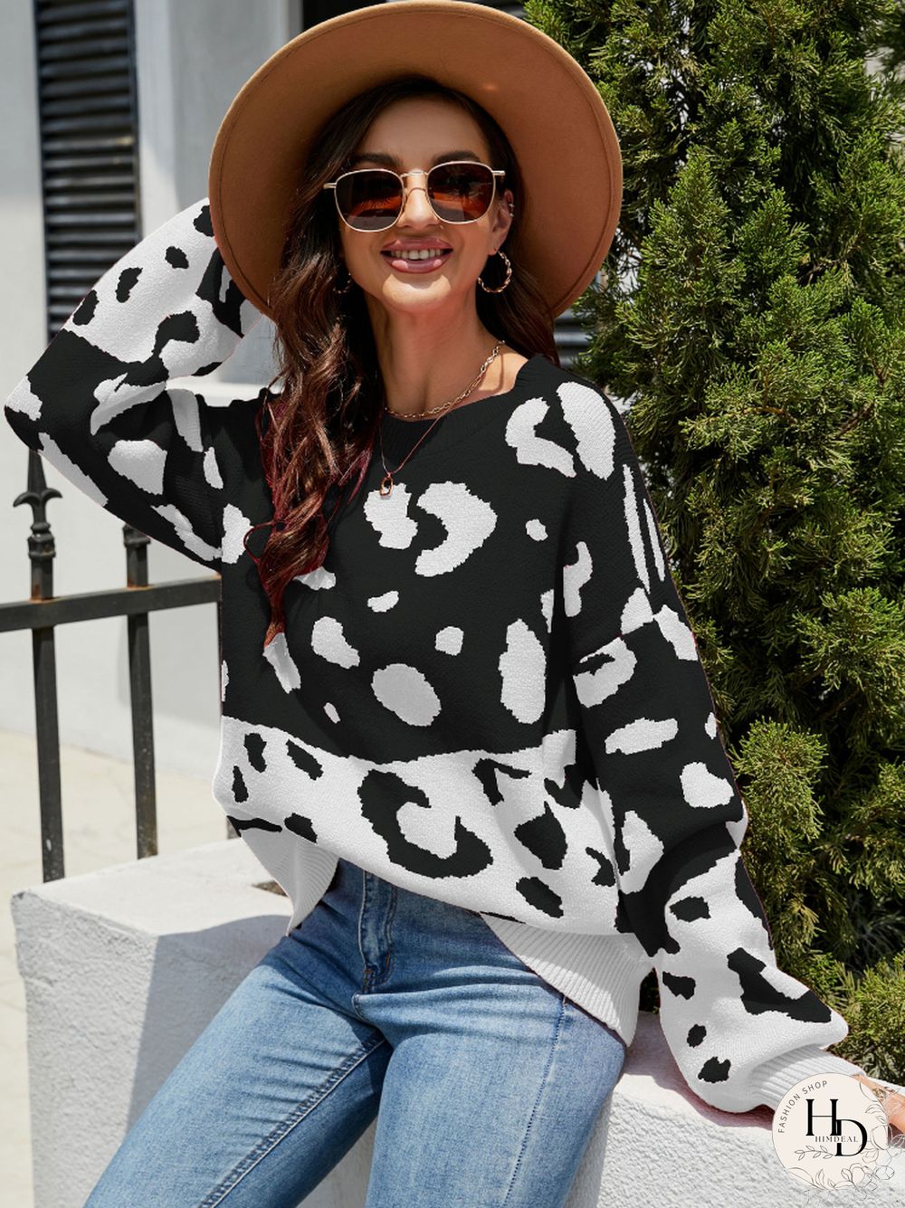 Fashion Tops Women Autumn Awinter New Round Neck Sweater Women's Spliced Pullover Sweater Streetwear Sweaters Pullovers