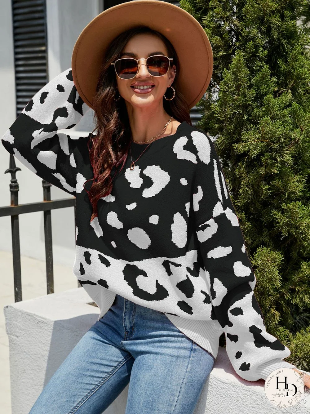 Fashion Tops Women Autumn Awinter New Round Neck Sweater Women's Spliced Pullover Sweater Streetwear Sweaters Pullovers