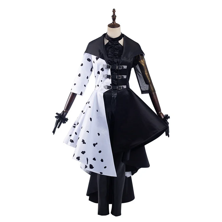 2021 Cruella Cosplay Costume Dress Outfits Halloween Carnival Suit