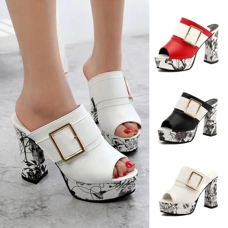 Woman Summer Sandals Gold Open Toe Sandal Lace Dress Shoes Womens High Heels Sandals Square Heeled Pumps Ladies Shoes