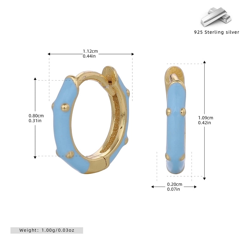 1 Pair 925 Sterling Silver Round Earrings