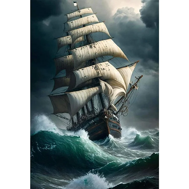 Sailing Ship Stormy Sea Boat 5D Diamond Painting Kits Embroidery