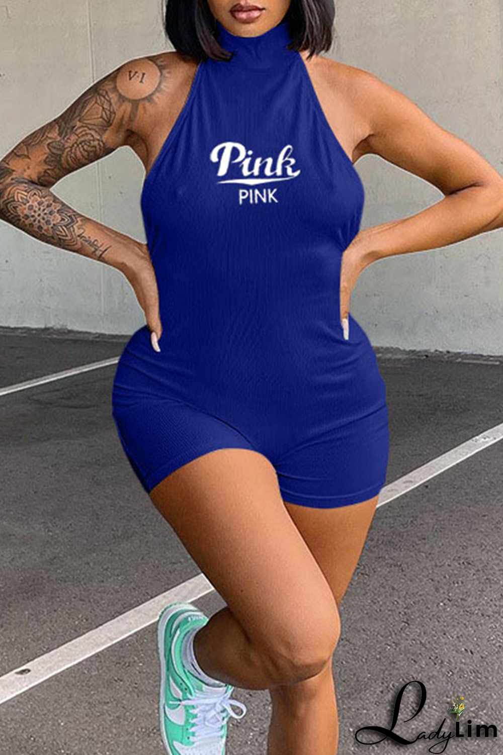 Red Sexy Print Patchwork Halter Skinny Jumpsuits