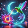 Luminous Lotus Hummingbird-11CT Stamped Cross Stitch 40*40cm/15.75*15.75in