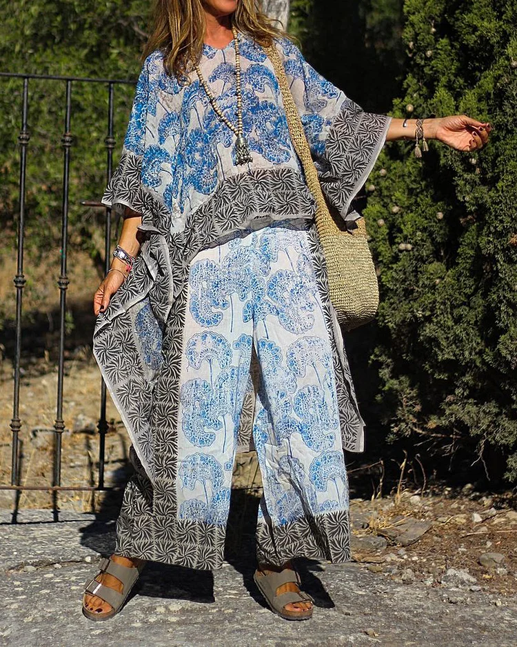Printed Loose Two-Piece Suit