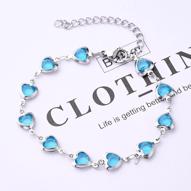 Ethnic Style Classic Style Artistic Heart Shape Simple Transparent 304 Stainless Steel Glass Bracelets In Bulk